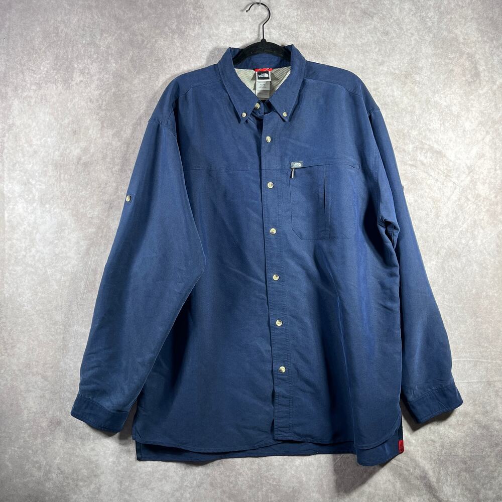 The North Face Shirt Mens XL Navy Blue Button Down Long Sleeves Outdoor A412